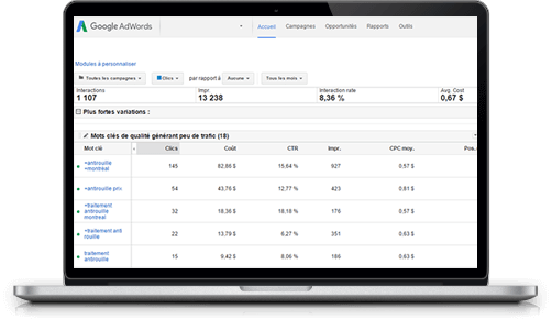 Création, gestion, & optimisation de campagne Adwords